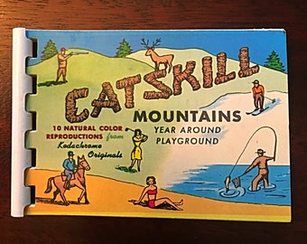 Catskill Mountains Souvenir Picture Booklet - Year Round Playground - 10 Kodachrome Prints - Vintage Catskill Memorabilia  - Circa 1960s