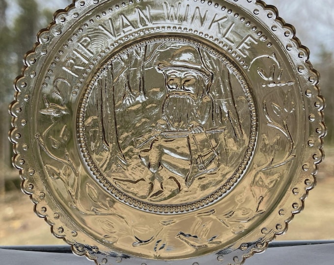 Rip Van Winkle -  Wetzel Glass Plate Vintage - Washington Irving