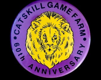 Vintage Catskill Game Farm Souvenir Pin - Catskill Mountains Memorabilia - Large 3 Inch Pin