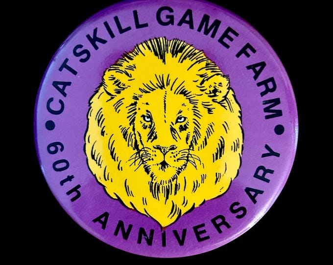 Vintage Catskill Game Farm Souvenir Pin - Catskill Mountains Memorabilia - Large 3 Inch Pin