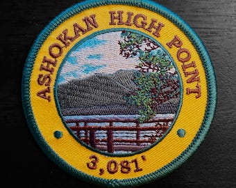 Ashokan Hight Point Patch- Fully Embroidered -  Iron On/Sew On - Catskill Mountains - Hiking the Mountains!