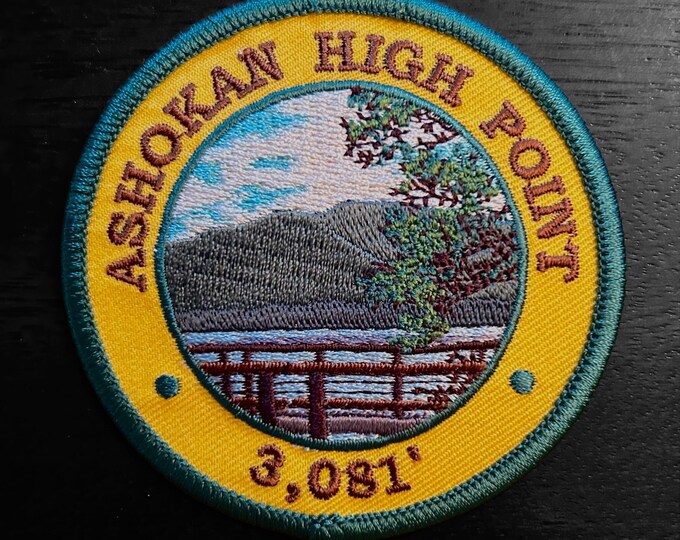 Ashokan Hight Point Patch- Fully Embroidered -  Iron On/Sew On - Catskill Mountains - Hiking the Mountains!