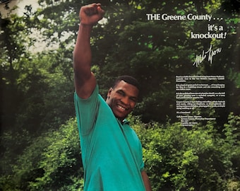Mike Tyson promotional poster for Greene County Tourism - 1980s - Catskill Mountains, Catskill New York
