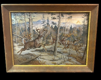 Vintage Catskill Game Farm Foil Print - Framed - Mid-Century Souvenir Wall Art – Upstate New York Memorabilia