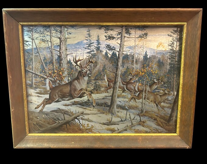 Vintage Catskill Game Farm Foil Print - Framed - Mid-Century Souvenir Wall Art – Upstate New York Memorabilia