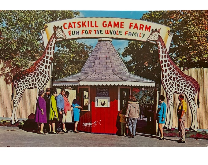 Vintage Catskill Game Farm Postcard - unused - Catskill Mountains Memorabilia - Circa 1965