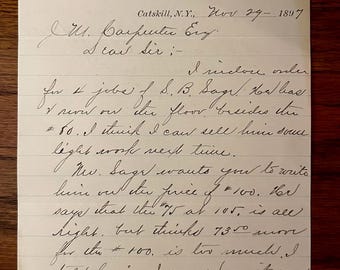 Vintage Smith House Hotel Letter - dated 1897 - Catskill Mountains Memorabilia - Vintage Letterhead