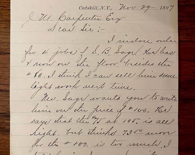Vintage Smith House Hotel Letter - dated 1897 - Catskill Mountains Memorabilia - Vintage Letterhead