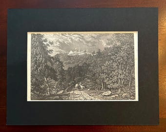 Catskill Mountains  - Catskill Mountain House - Engraving - Circa 1828 - Original Print -  Vintage Catskill Mountains Art