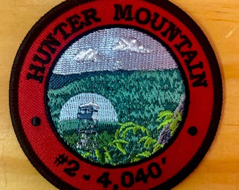 Hunter Mountain Patch- Fully Embroidered -  Iron On/Sew On - Catskill Mountains - Hiking the Mountains!