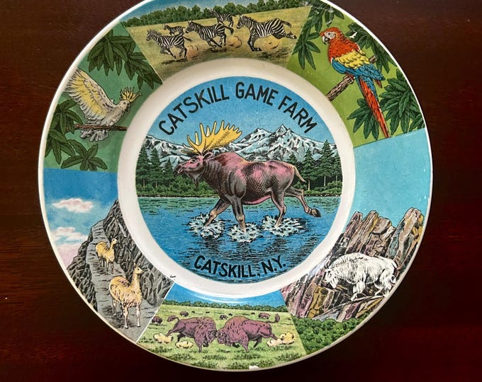 Vintage Catskill Game Farm Souvenir Plate - Excellent Condition - Catskill Mountains Memorabilia of a bygone time -  Great Memories