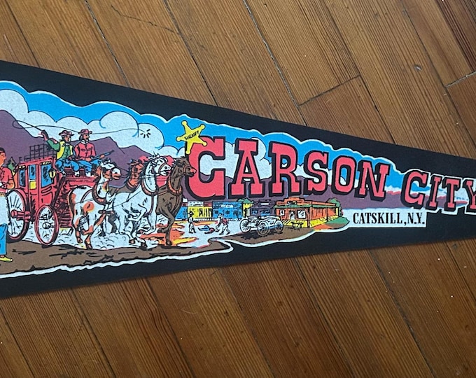 Vintage Carson City  - Catskill NY Felt Pennant - Catskill Mountains Souvenir