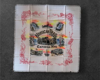 Vintage Souvenir Scarf  of the Mohican Trail - Catskill Mountains