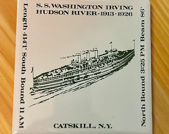 Tile Hot Plates  - Trivets - The S.S. Washington Irving - Vintage Catskill and Hudson River