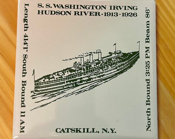Tile Hot Plates  - Trivets - The S.S. Washington Irving - Vintage Catskill and Hudson River