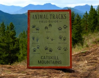 Animal Tracks  - Catskill Mountains -  Hand Made Wood Sign - Made from Reclaimed Barn wood in the Catskill Mountains