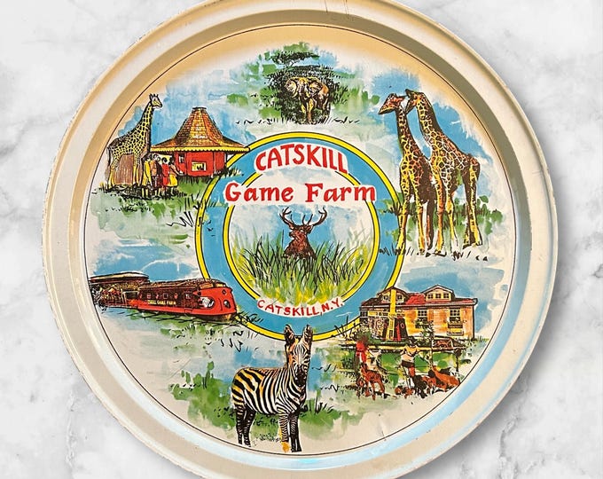 Vintage Catskill Game Farm Large Souvenir Tray - 12 1/2 inches - 1950's Mid Century