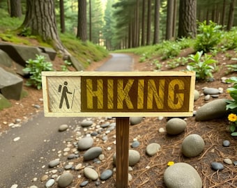 HIKING Hand Made Wood Sign - Made from Reclaimed Barn wood in the Catskill Mountains