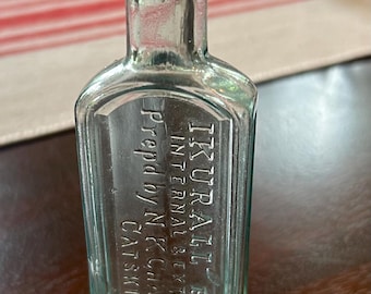 Vintage Glass Medicine Bottle - Catskill New York -  N K Chadwick - IKURALL Pains