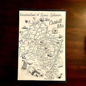 Vacationland of Scenic Splendor - the Catskill Mountains - Reproduction map from  a vintage Catskill Mountains souvenir book from the 1960's