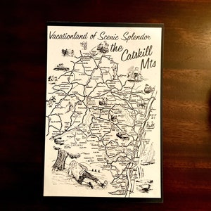 Vacationland of Scenic Splendor - the Catskill Mountains - Reproduction map from  a vintage Catskill Mountains souvenir book from the 1960&#39;s