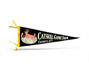 Vintage Catskill Game Farm Felt Pennant  - Catskill Mountains Souvenir - Classic Catskill