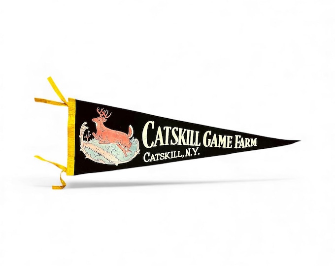 Vintage Catskill Game Farm Felt Pennant  - Catskill Mountains Souvenir - Classic Catskill