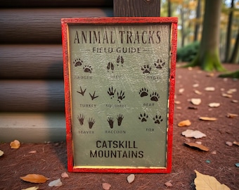 Animal Tracks  - Catskill Mountains -  Hand Made Wood Sign - Made from Reclaimed Barn wood in the Catskill Mountains