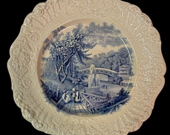 Antique c. 1894 - 1900 English Catskill Moss Ridgways Fairmount Gardens Transferware Platter  - Vintage 19th Century Pottery Plate
