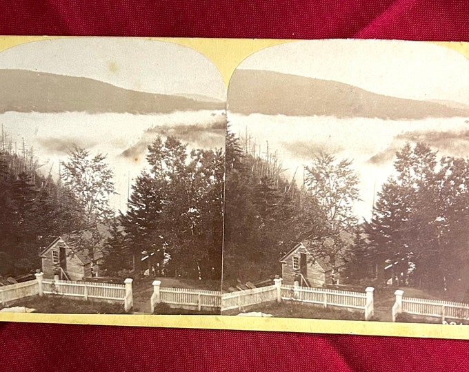 Morning Mist  - View from the Laurel House - Kaaterskill Clove above Kaaterskill Falls - Catskills Mountains Stereoview Stereoscope