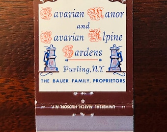 Bavarian Manor and Bavarian Alpine Gardens Matchbook Cover - Purling New York - Catskill Mountains Memorabilia