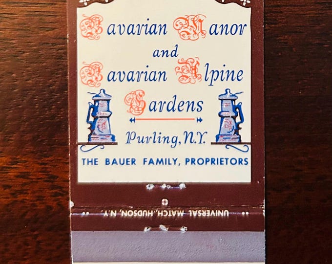 Bavarian Manor and Bavarian Alpine Gardens Matchbook Cover - Purling New York - Catskill Mountains Memorabilia