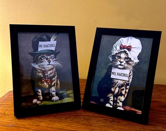 Set of Two Framed Prints - Mr and Mrs Kaatskill - Framed Prints - Catskill Memorabilia - Catskill Mountains - Cat Prints