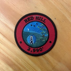 Red Hill Patch- Fully Embroidered -  Iron On/Sew On - Catskill Mountains - Hiking the Mountains!