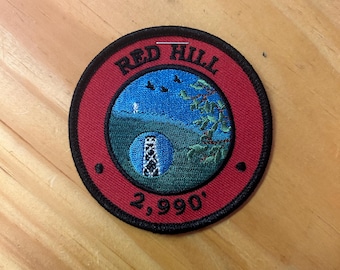 Red Hill Patch- Fully Embroidered -  Iron On/Sew On - Catskill Mountains - Hiking the Mountains!