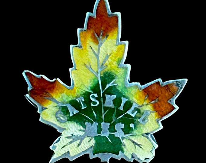 Vintage Sterling Silver Catskill Mountains Souvenir Pin - Maple Leaf Design