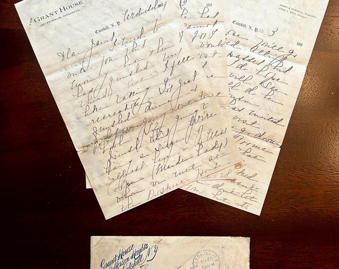 Grant House Catskill New York Letter and Envelope - 1890's - Vintage Catskill Mountains Memorabilia