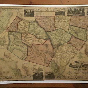 Greene County New York Wall Map - Reprint of 1856 Map 24 X 34 - Quality Reproduction
