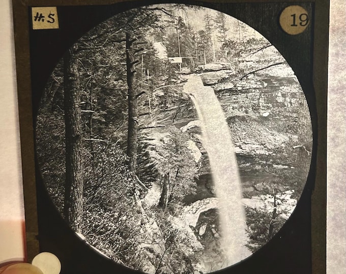 Glass Magic Lantern Slide  - Kaaterskill Falls  – Catskill Mountains -   circa 1900
