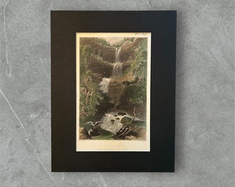 Bartlett Print -  Kaaterskill (Catterskill) Falls From Below Original Lithographs - Hand Colored - circa 1840 - Vintage American Scenery