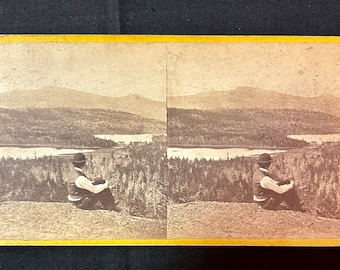 The Valley of the Lakes from North Mountain - High Peak and Round Top - Catskills Mountains  Stereoview - Stereoscope - E. & H.T. Anthony