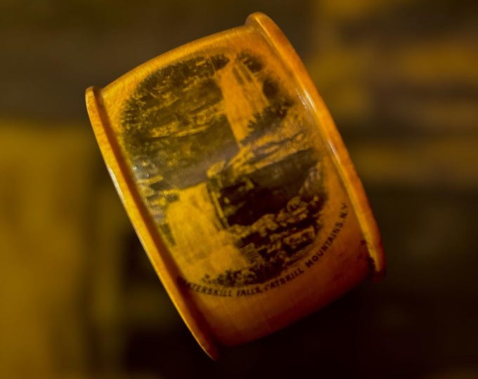 Mauchline Ware Napkin Ring of Kaaterskill Falls - Catskill Mountains Souvenir - Circa 1890
