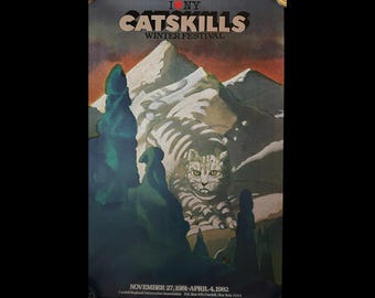 Milton Glaser Catskill Mountains - I Love NY -  Catskill Winter Festival - Original Poster - 1982 Very Good Condition,