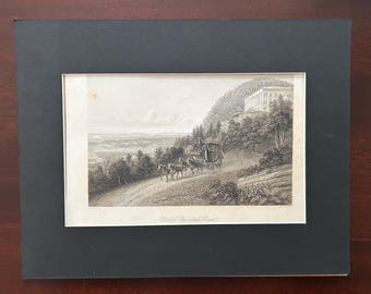 Catskill Mountain House - Etching - Circa 1845 - Original Print -  Vintage Catskill Mountains Art