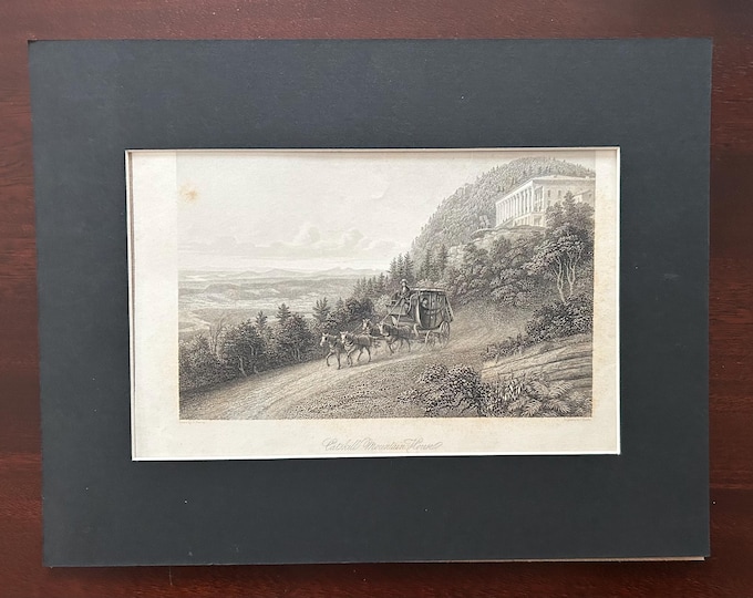 Catskill Mountain House - Etching - Circa 1845 - Original Print -  Vintage Catskill Mountains Art
