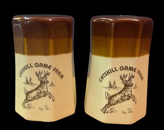 Vintage Catskill Game Farm Salt and Pepper Shakers - Large Size - Catskill Mountains Memorabilia - Excellent Unused Condition