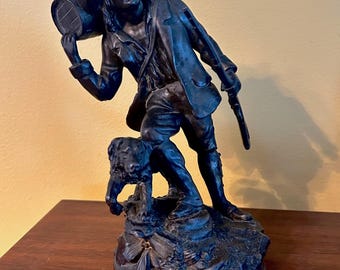 Vintage Sculpture of Rip Van Winkle and his Dog Wolf - Made of Spelter - Excellent condition -