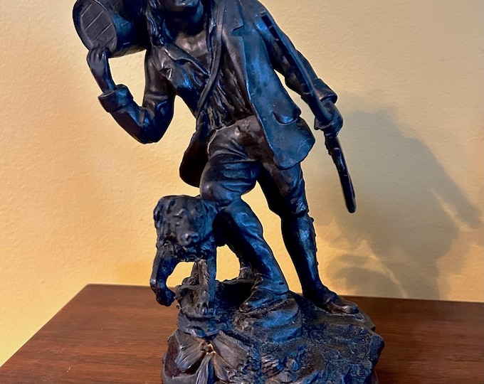 Vintage Sculpture of Rip Van Winkle and his Dog Wolf - Made of Spelter - Excellent condition -
