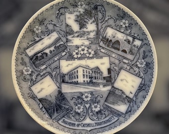 Antique Souvenir Plate of the Catskill Mountains – Made in England – Henry H. Smith Catskill, NY - Catskill Memorabilia - Catskill Souvenir