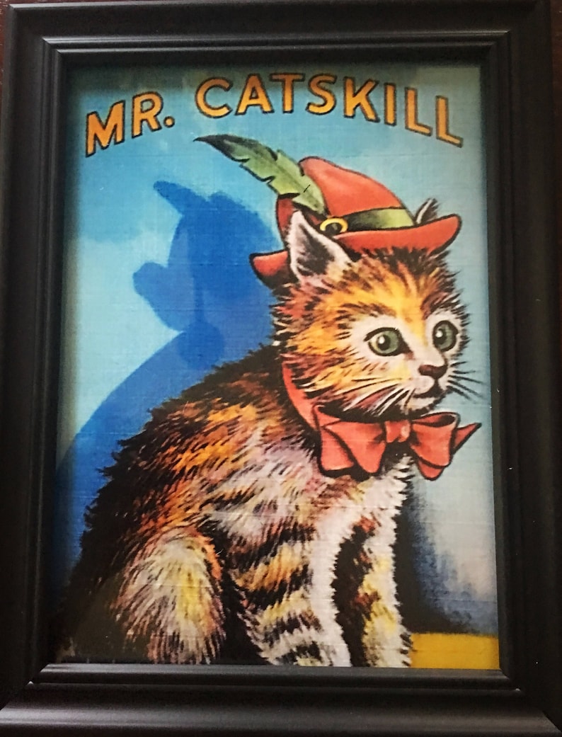 Catskill Memorabilia Mr and Mrs Catskill Cats Catskill Mountains Set of Two Framed Prints Cat Prints Framed Prints